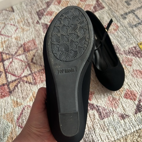 Wedge T Strap Black Soft Top Moda Size 8.5 - Picture 10 of 16
